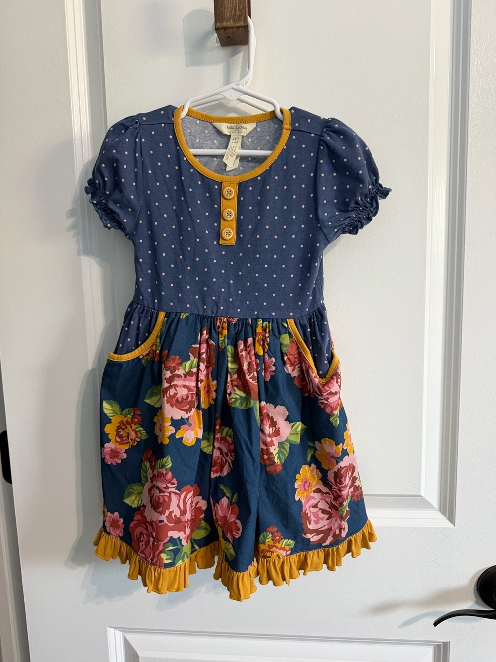 Matilda Jane with Joanna Gaines Navy Floral Dress w/Polka Dot Leggings